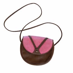 Gucci Accessory Collection Crossbody Sling Bag Brown Pink Leather 1980's